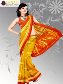 Eye-catching mustard yellow uppada silk saree with blouse has got all over sonarupa big uppada boota along with contrast border and designer pallu is suitable for wedding and party wear