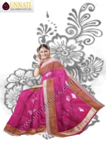 Fabulous pink uppada silk handloom saree with blouse has got all over fancy uppada boota along with contrast zari border and designer pallu is suitable for wedding and party wear