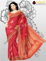 Pretty wedding maroon handloom uppada sico saree with matching blouse. This sari has got all over floral zari booti along with ethnic weaving zari border on either side. And it has floral zari weaving designer pallu. It is apt for wedding and party wear.